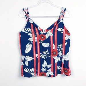 Esprit Red/White/Blue Floral Women's Tank Top NWT